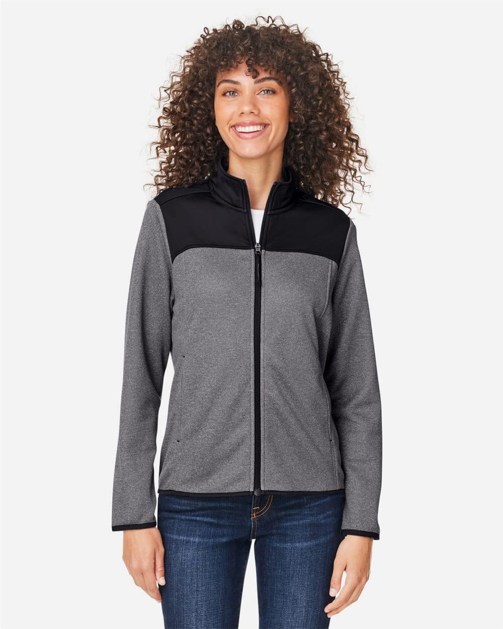 CORE365 Women's Venture Heathered Stripe Hybrid Jacket - Image 1