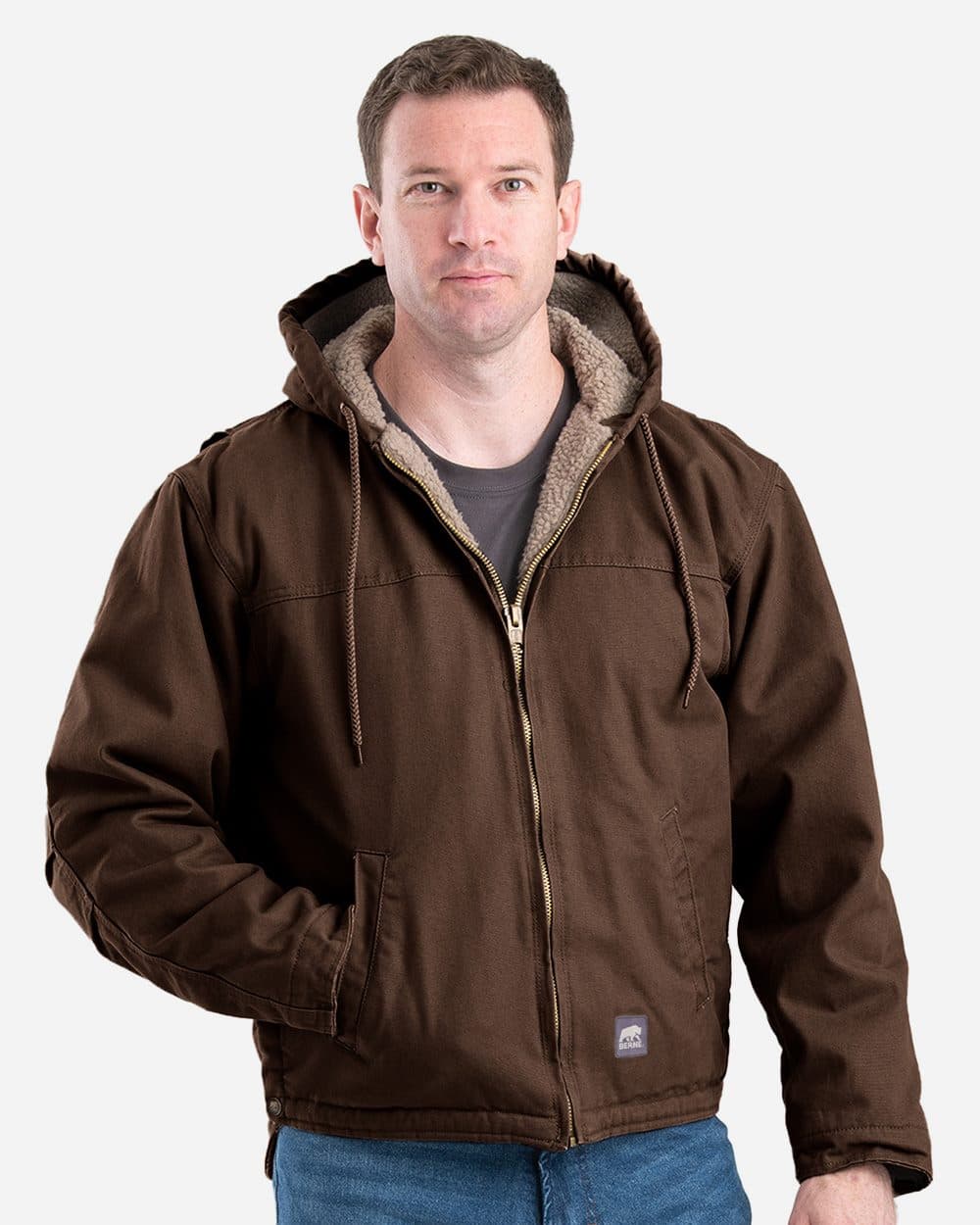 Berne Apparel Men's Heartland Washed Duck Hooded Work Coat - Image 1