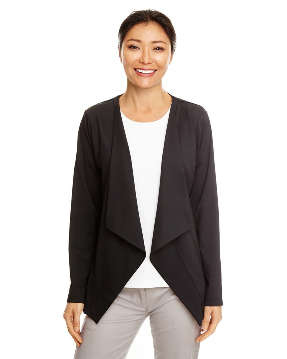 Devon & Jones Women's Perfect Fit™ Draped Open Cardigan Blazer - Image 1
