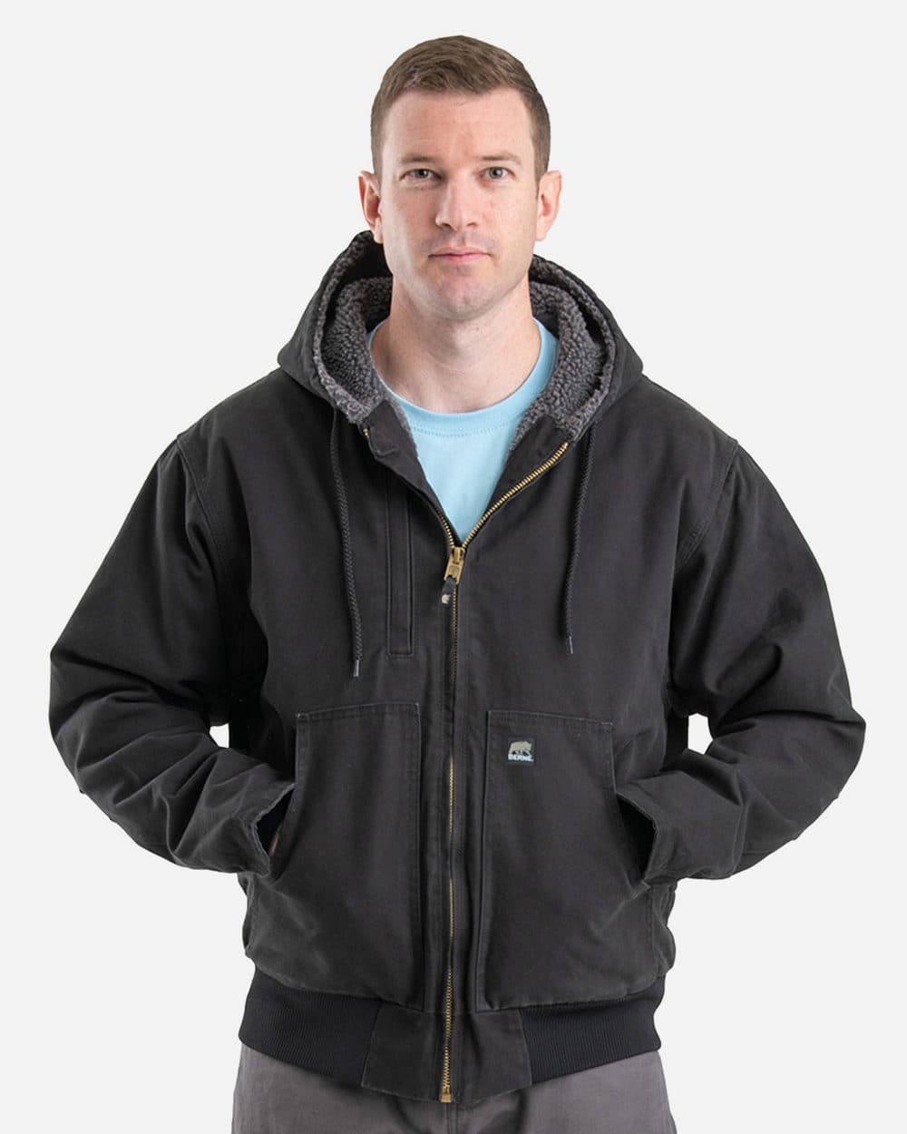 Berne Apparel Men's Highland Flex180® Washed Duck Hooded Work Jacket - Image 1