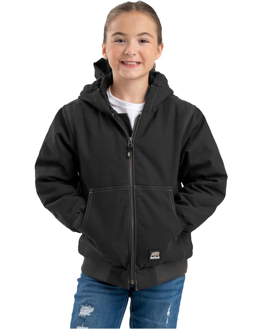 Berne Apparel Youth Highland Softstone Duck Hooded Jacket - Image 1