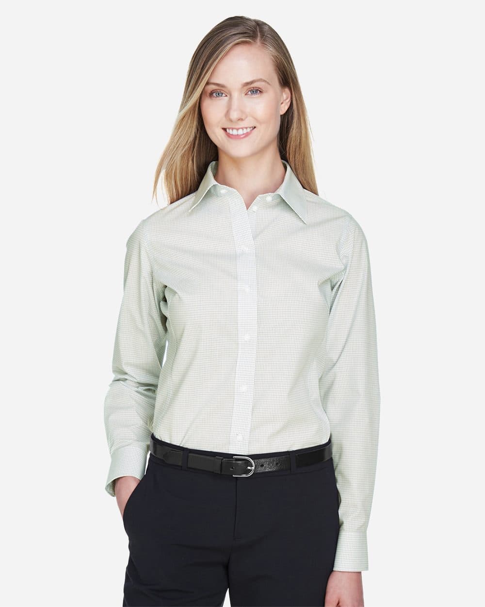 Devon & Jones Women's Crown Collection® Micro Tattersall Woven Dress Shirt - Image 1