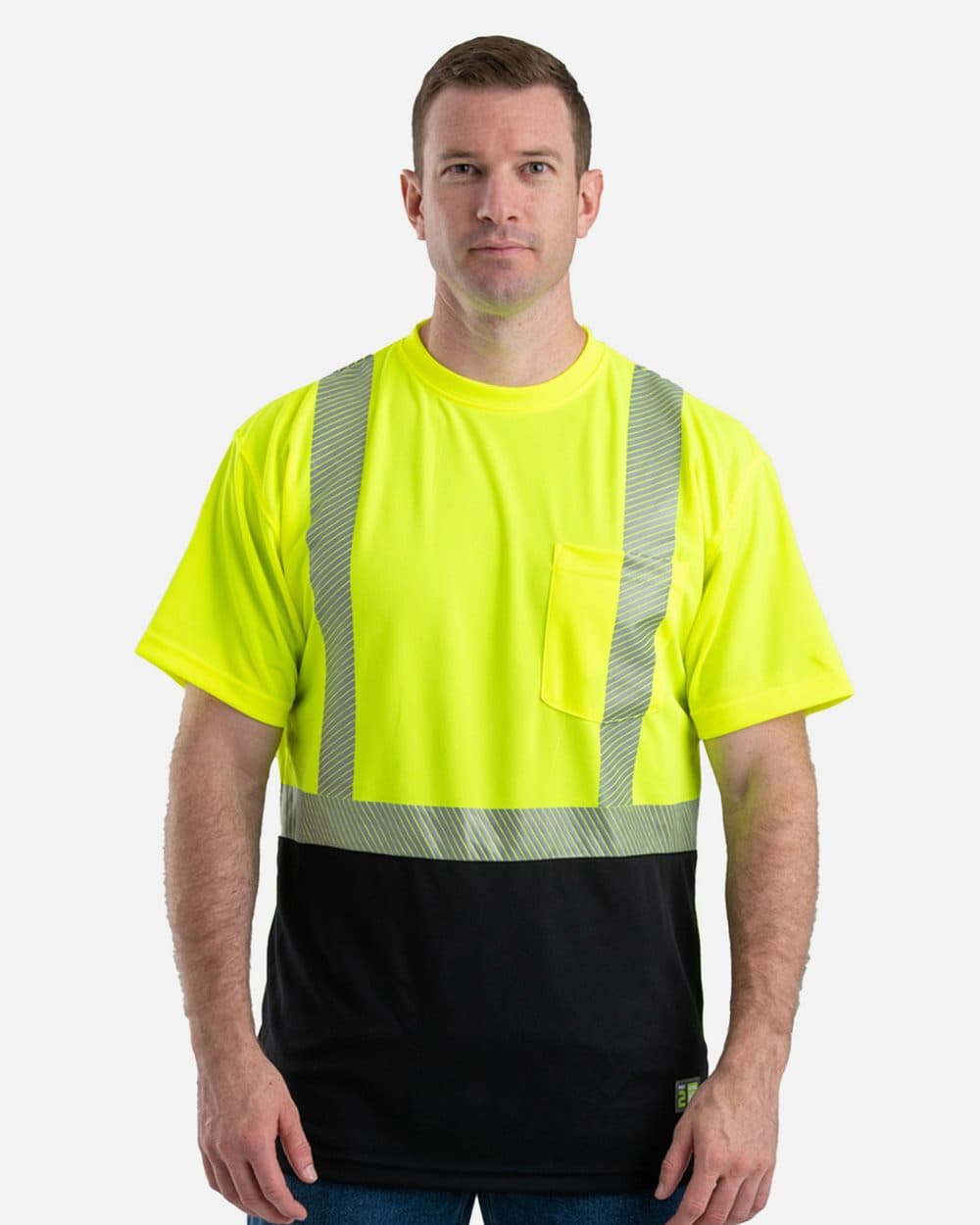 Berne Apparel Men's Hi-Vis Class 2 Color Blocked Pocket T-Shirt - Image 1
