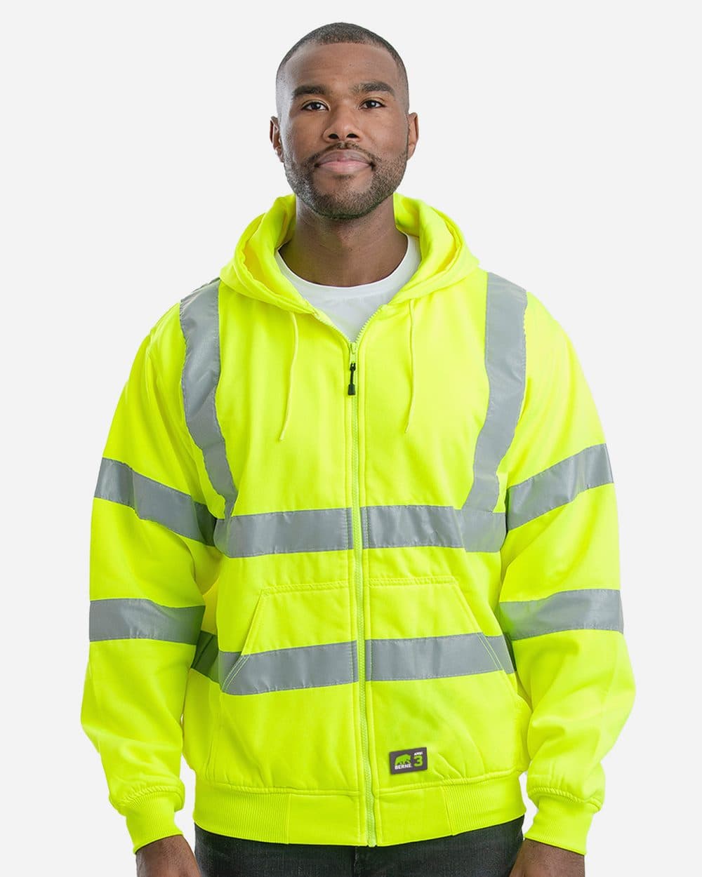 Berne Apparel Men's Berne Hi-Vis Class 3 Lined Hooded Sweatshirt - Image 1