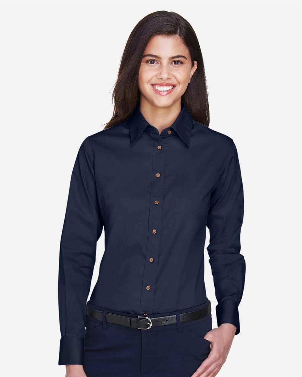 Harriton Women's Easy Blend™ Twill Dress Shirt with Stain-Release - Image 1