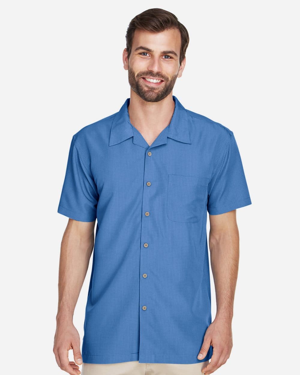 Harriton Men's Barbados Textured Camp Shirt - Image 1