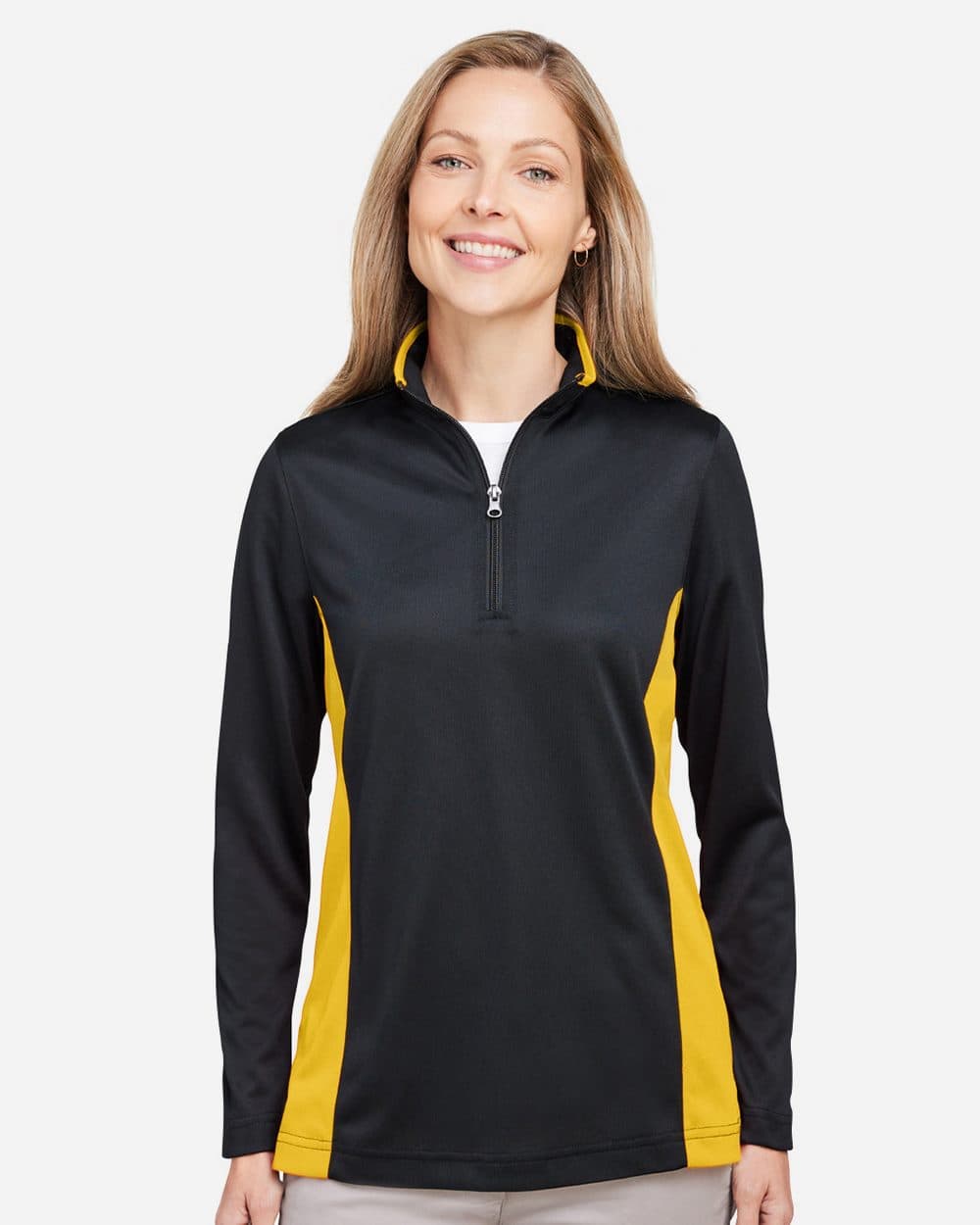 Harriton Women's Flash Snag Protection Plus IL Colorblock Quarter-Zip Pullover - Image 1