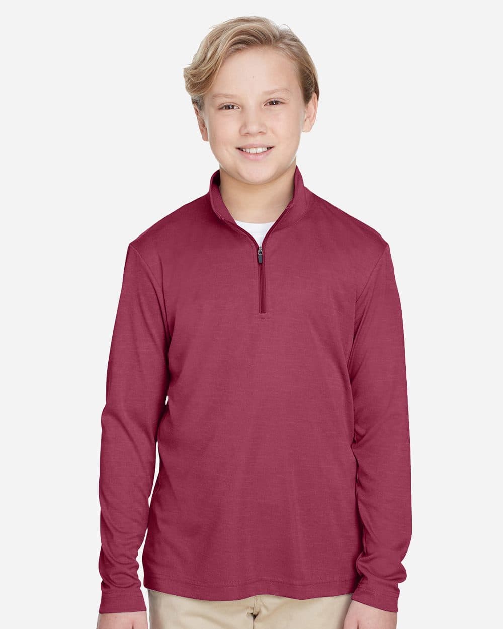 Team 365 Youth Zone Sonic Heather Performance Quarter-Zip Pullover - Image 1