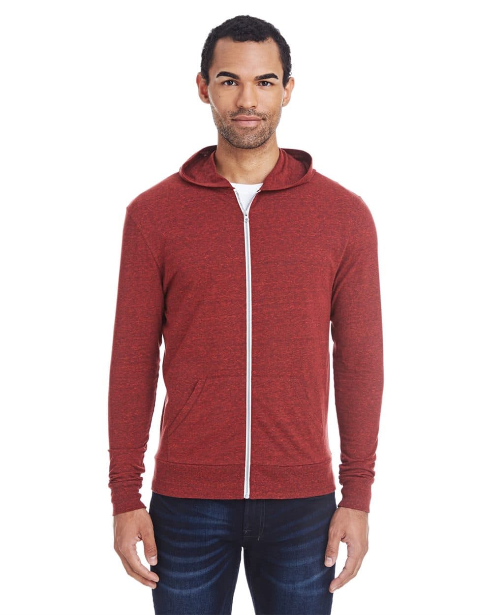 Threadfast Apparel Unisex Triblend Full-Zip Lightweight Hooded Sweatshirt - Image 1