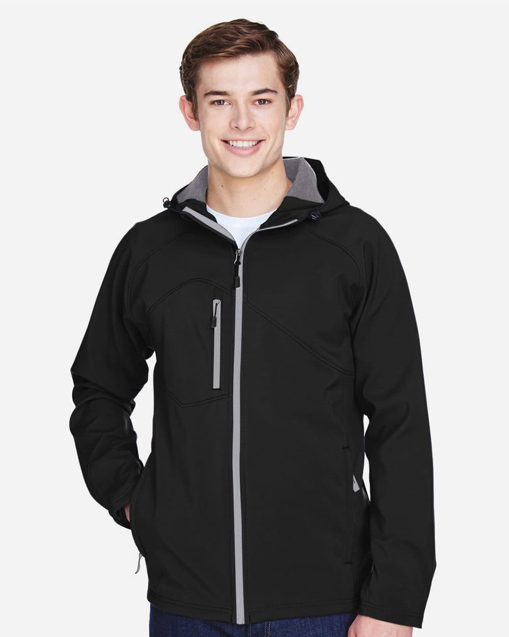 North End Men's Prospect Two-Layer Fleece Bonded Soft Shell Hooded Jacket - Image 1