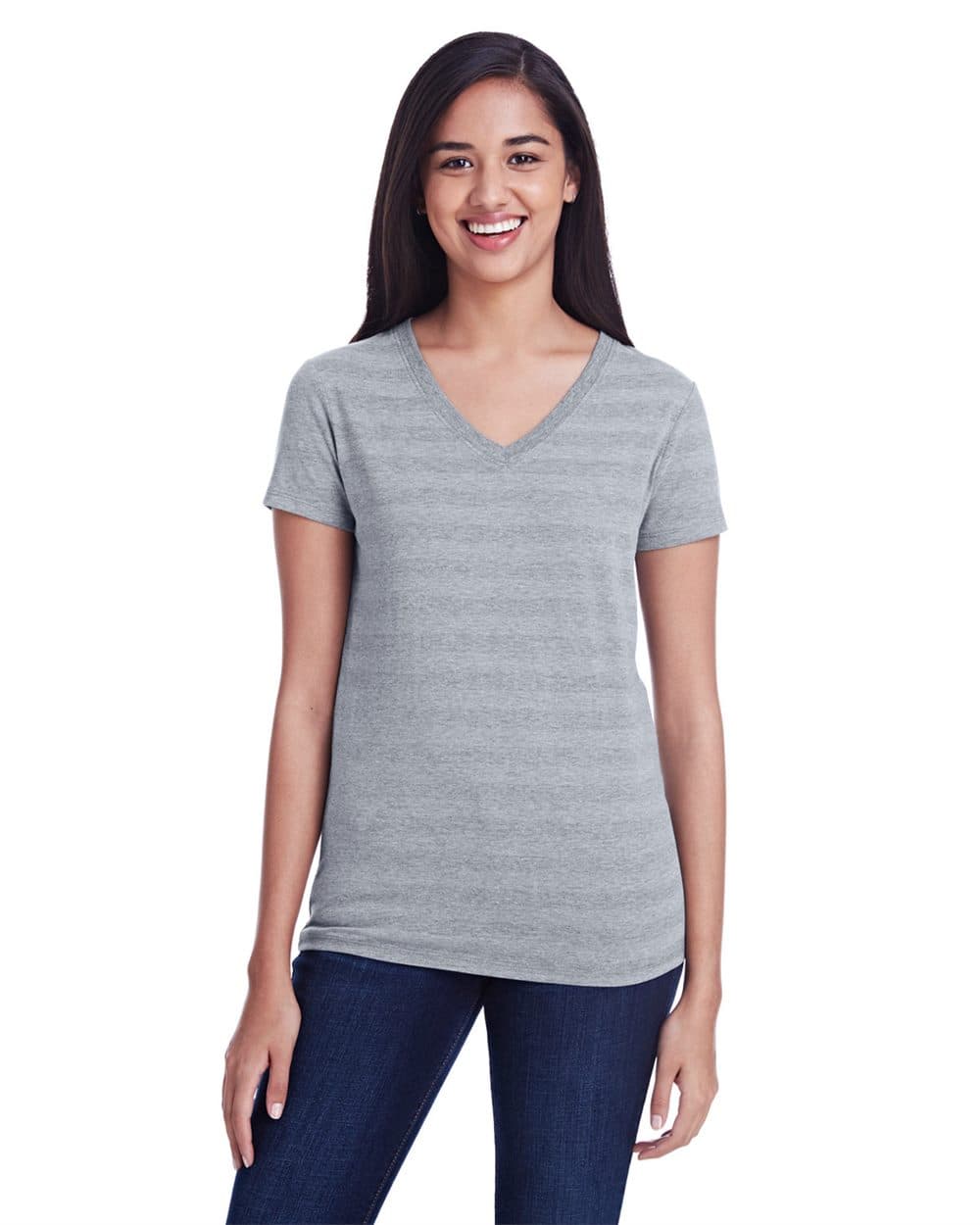 Threadfast Apparel Women's Invisible Stripe V-Neck T-Shirt - Image 1