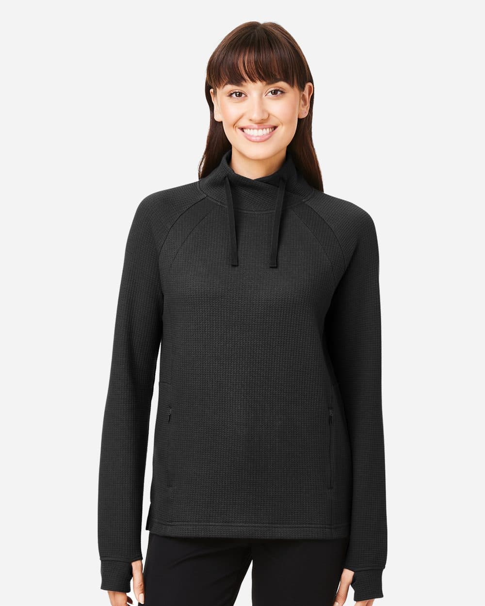 North End Women's Rhythm Waffle Cross-Neck Pullover - Image 1
