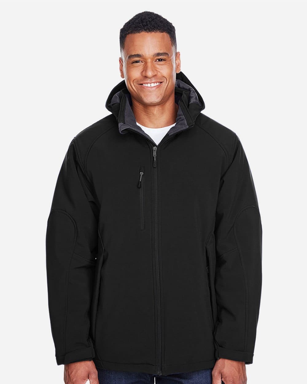 North End Men's Glacier Insulated Three-Layer Fleece Soft Shell Hood Jacket with Detachable Hood - Image 1