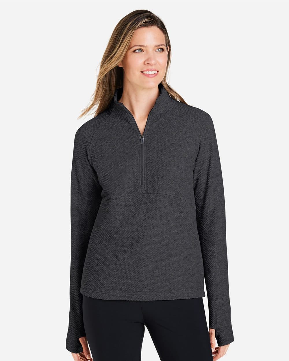 North End Women's Spirit Textured Quarter-Zip Pullover - Image 1