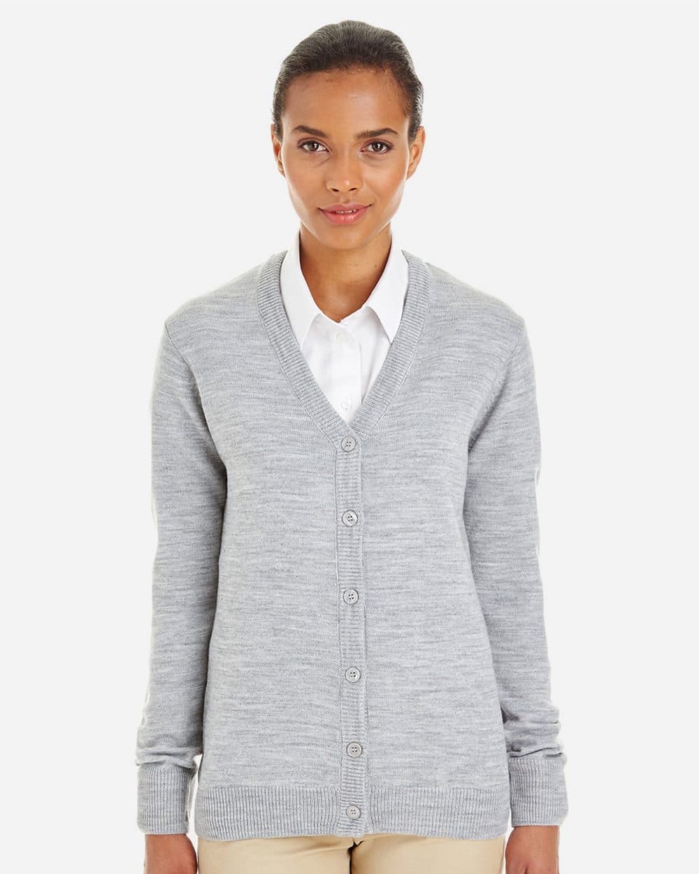 Harriton Women's Pilbloc V-Neck Button Cardigan Sweater - Image 1