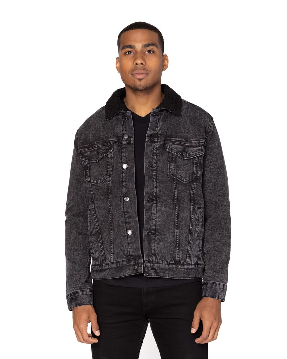 Threadfast Apparel Unisex Sherpa-Lined Denim Jacket - Image 1