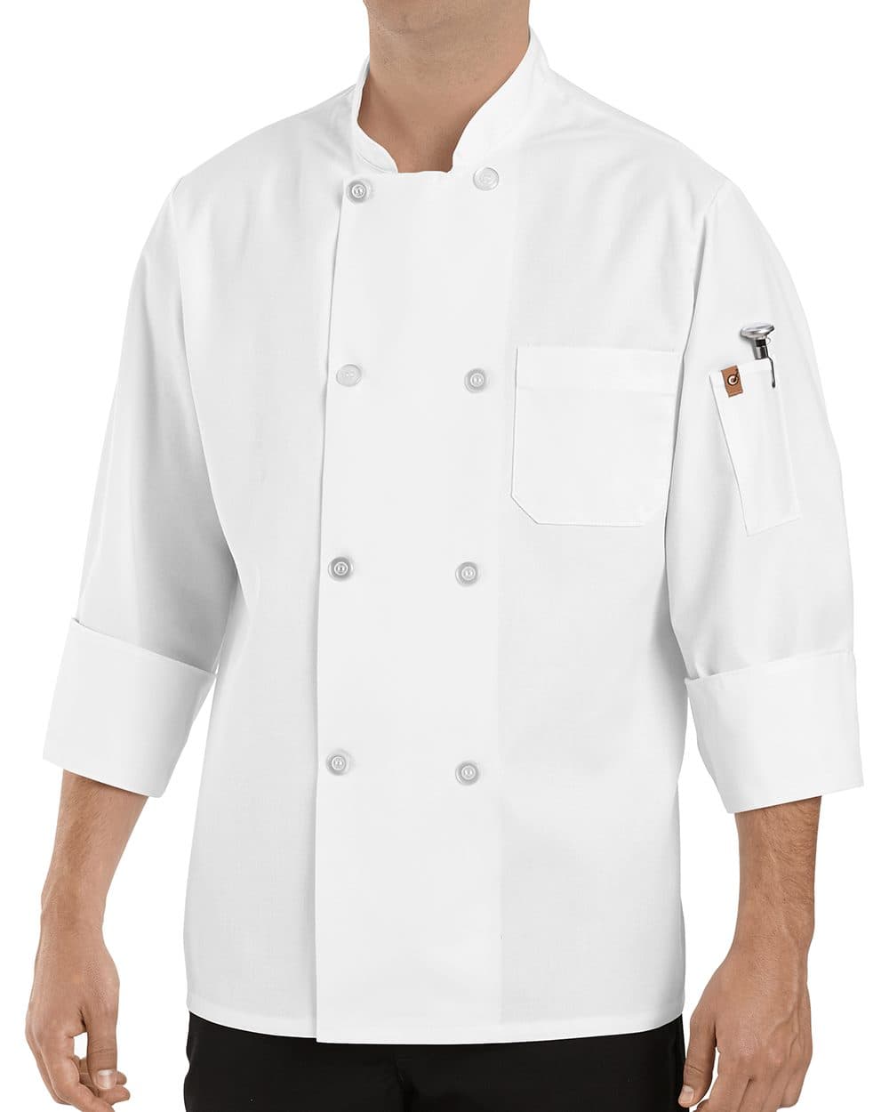 Chef Designs Eight Pearl Button Chef Coat with Thermometer Pocket - Image 1