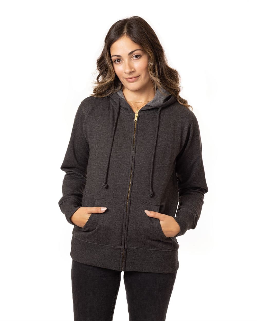 econscious Women's Heathered Full-Zip Hooded Sweatshirt - Image 1