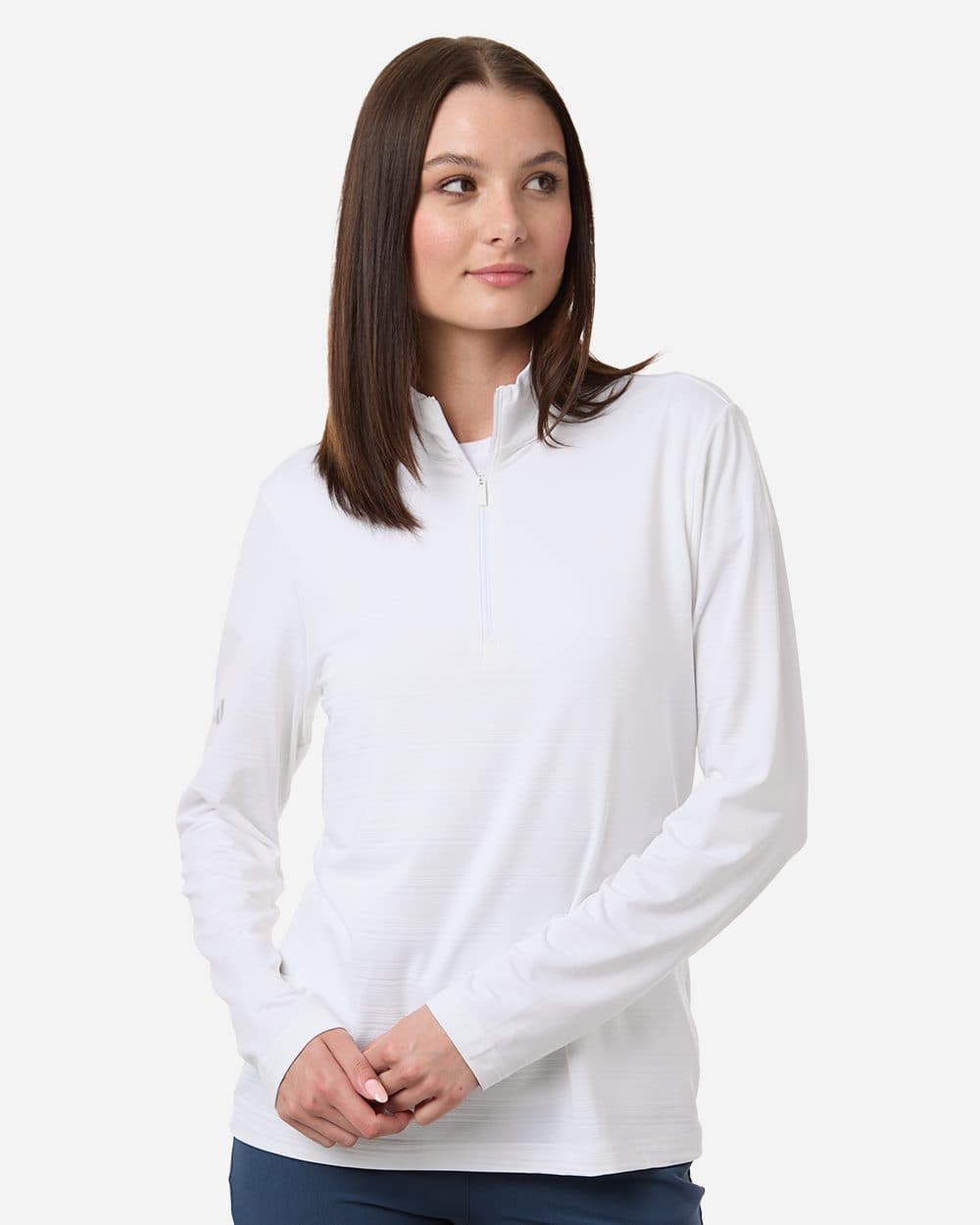 Adidas Women's Textured Stripe Quarter-Zip Pullover - Image 1