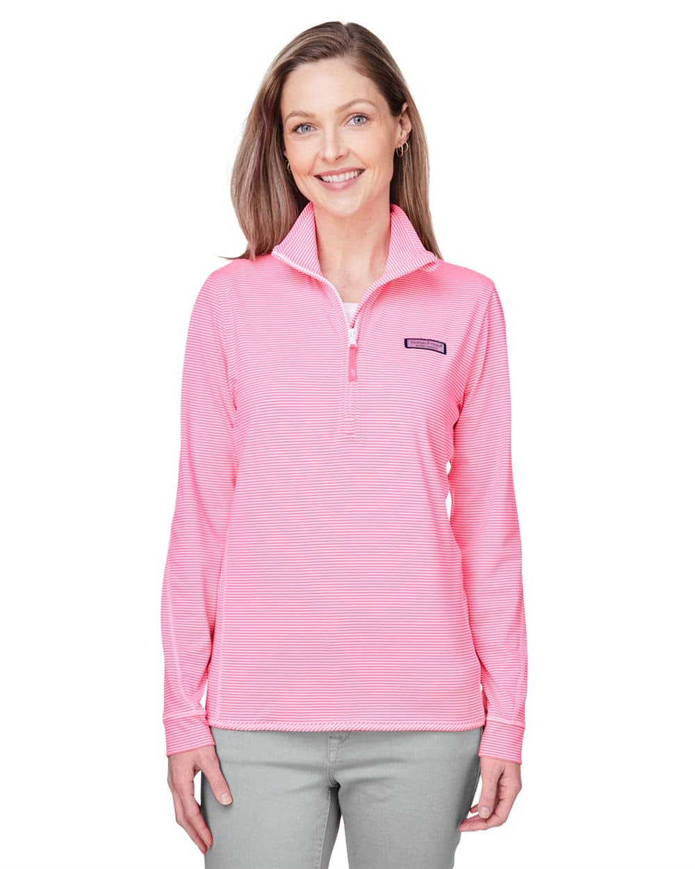 vineyard vines Women's Microstripe Sankaty Half-Zip Pullover - Image 1