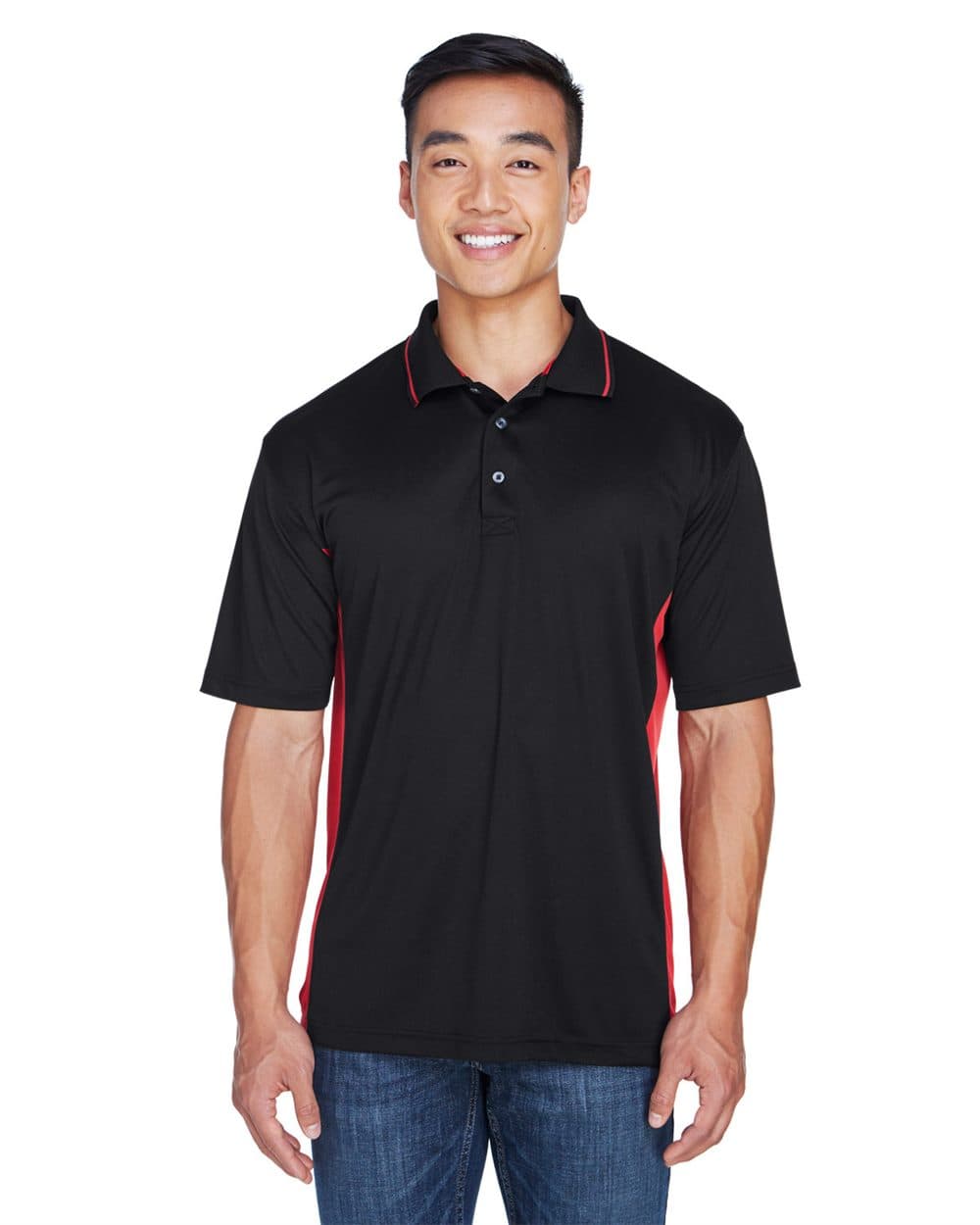 UltraClub Men's Cool & Dry Sport Two-Tone Polo - Image 1