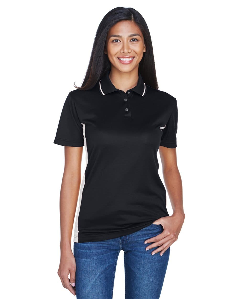UltraClub Women's Cool & Dry Sport Two-Tone Polo - Image 1