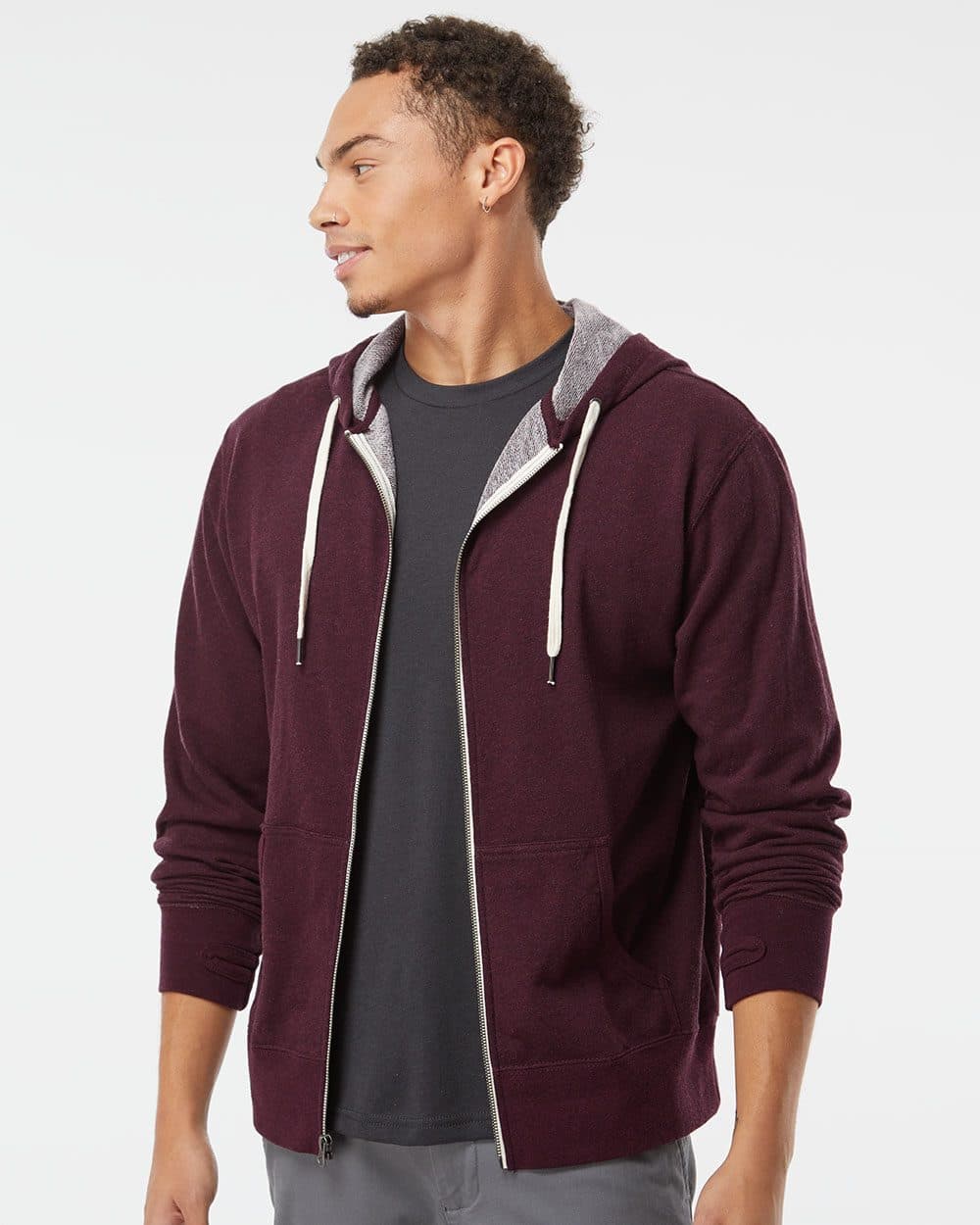 Independent Trading Co. Unisex Heathered French Terry Full-Zip Hooded Sweatshirt - Image 1