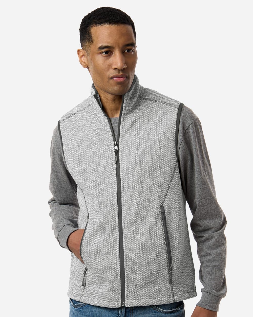 North End Men's Jasper Jacquard Fleece Vest - Image 1