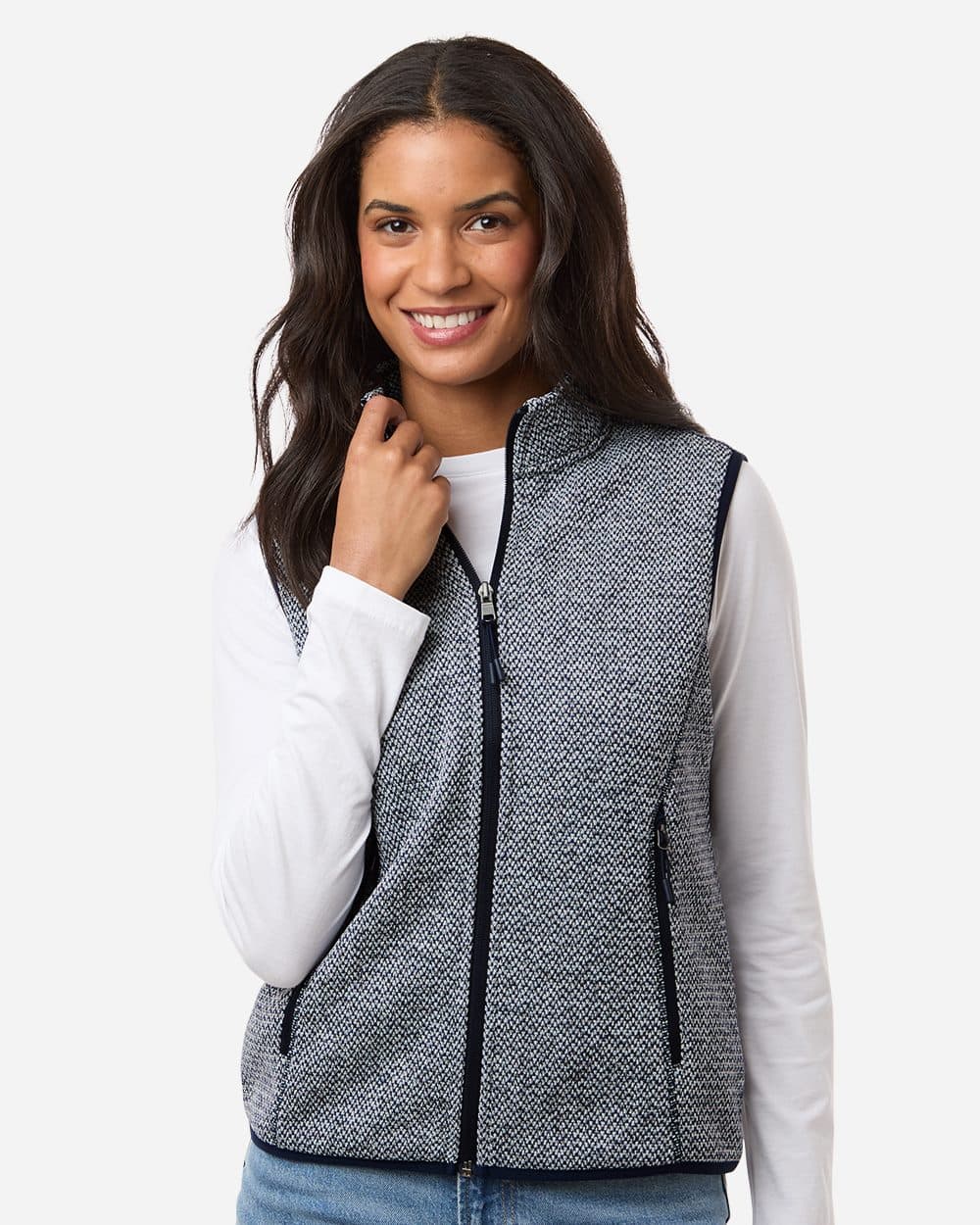 North End Women's Jasper Jacquard Fleece Vest - Image 1