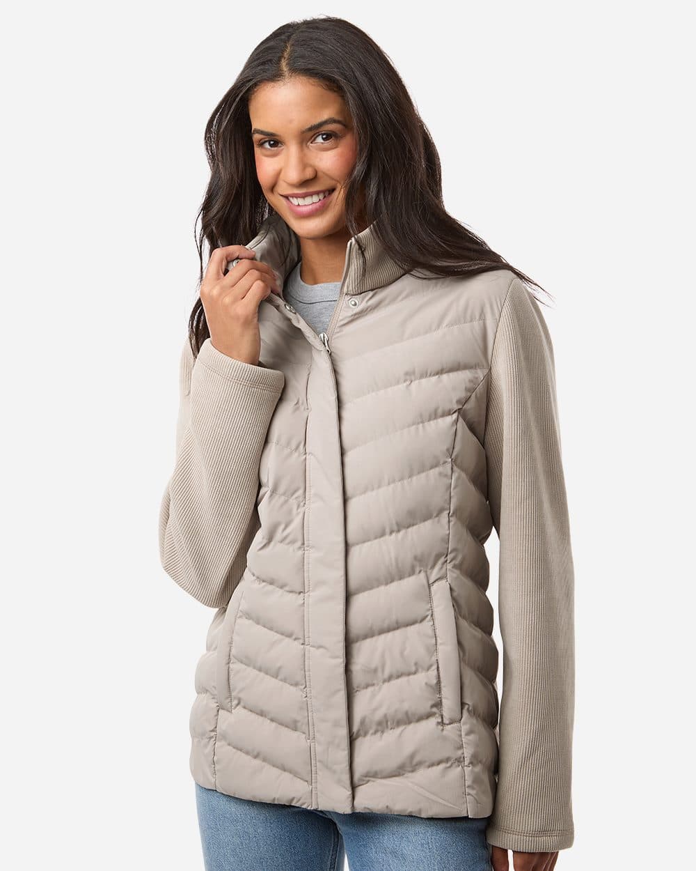 Weatherproof Women's Mixed Media Chevron Jacket - Image 1