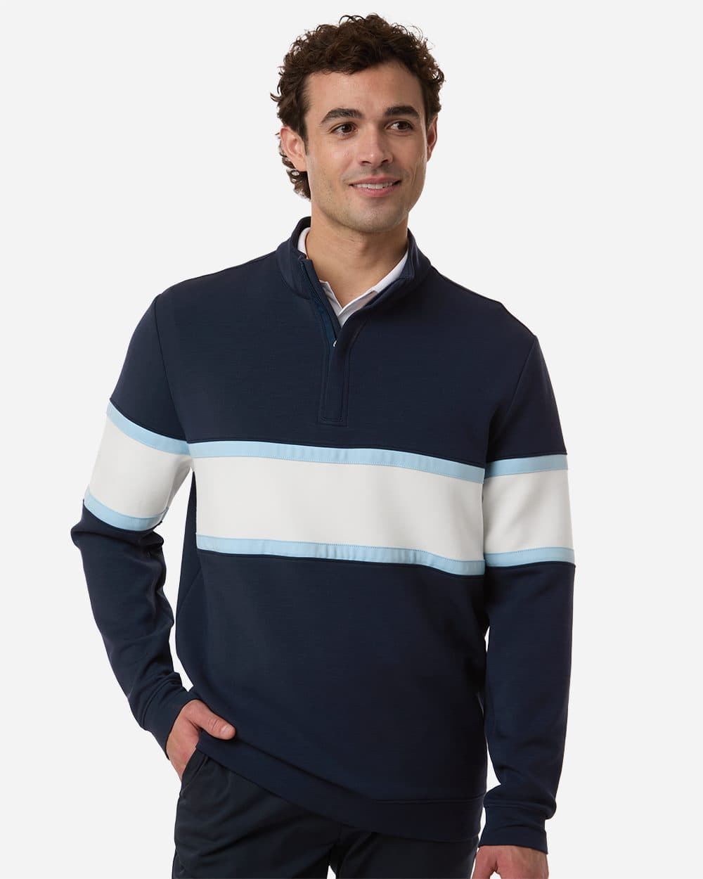 Swannies Men's Owen Quarter-Zip Colorblock Pullover - Image 1
