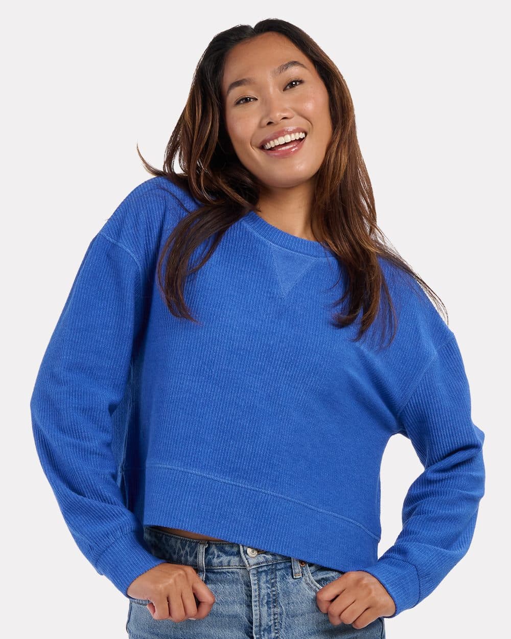 Boxercraft Women's Rib Knit Corded Boxy Crewneck Sweatshirt - Image 1