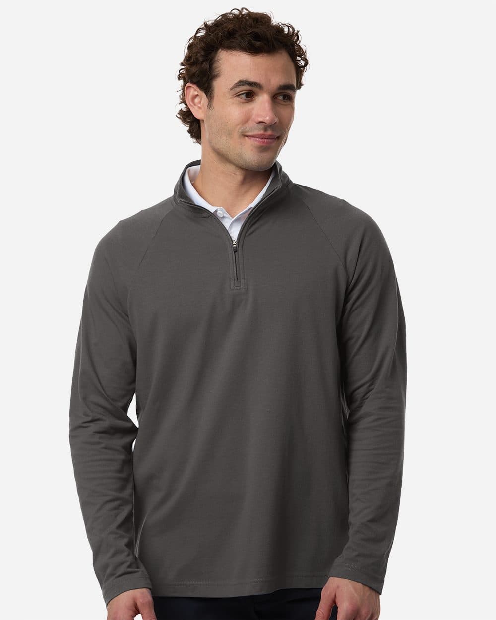 Devon & Jones Men's Seaton Pebble Textured Quarter-Zip Pullover - Image 1