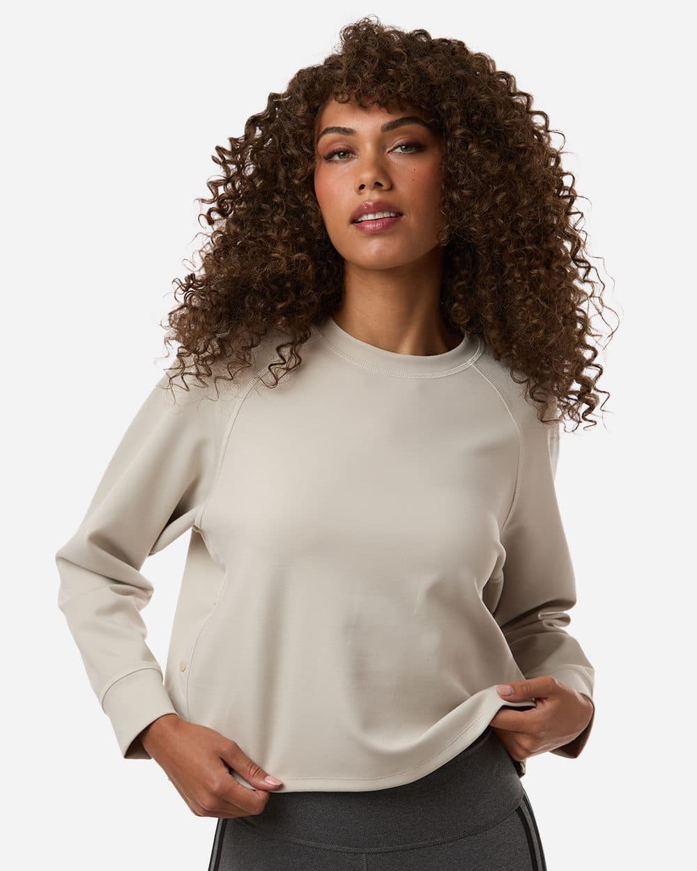 Adidas Women's Beyond Side-Snap Crewneck Sweatshirt - Image 1