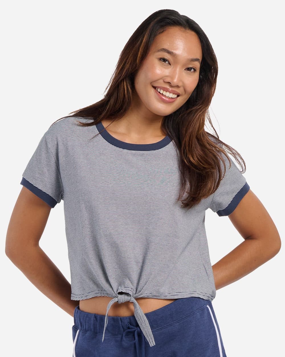 Boxercraft Women's Striped Tie Front T-Shirt - Image 1