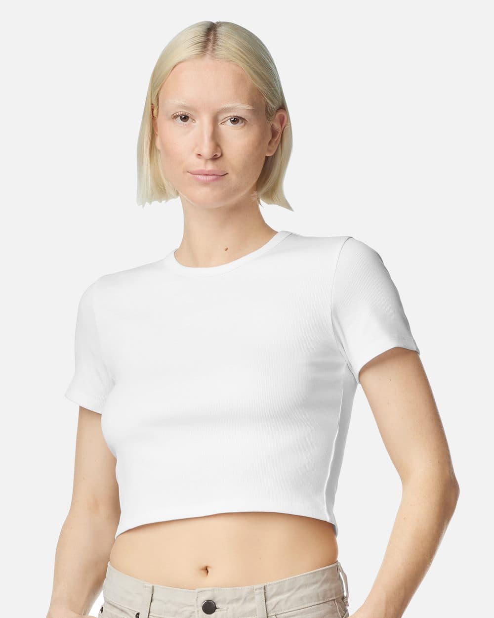 American Apparel Women's Baby Rib Fitted Cropped Tee - Image 1
