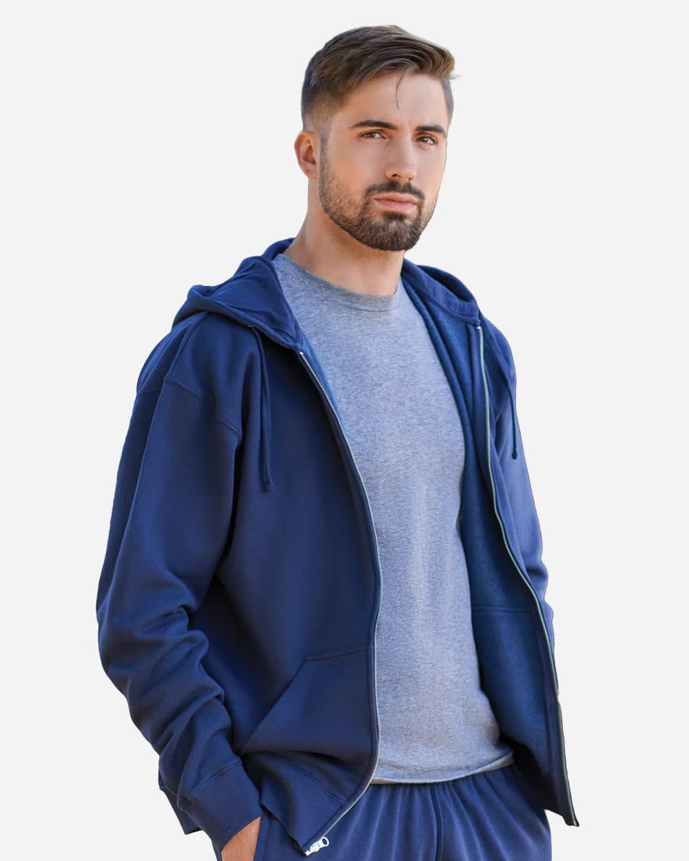 J. America Unisex BTB Fleece Hooded Full-Zip Sweatshirt - Image 1