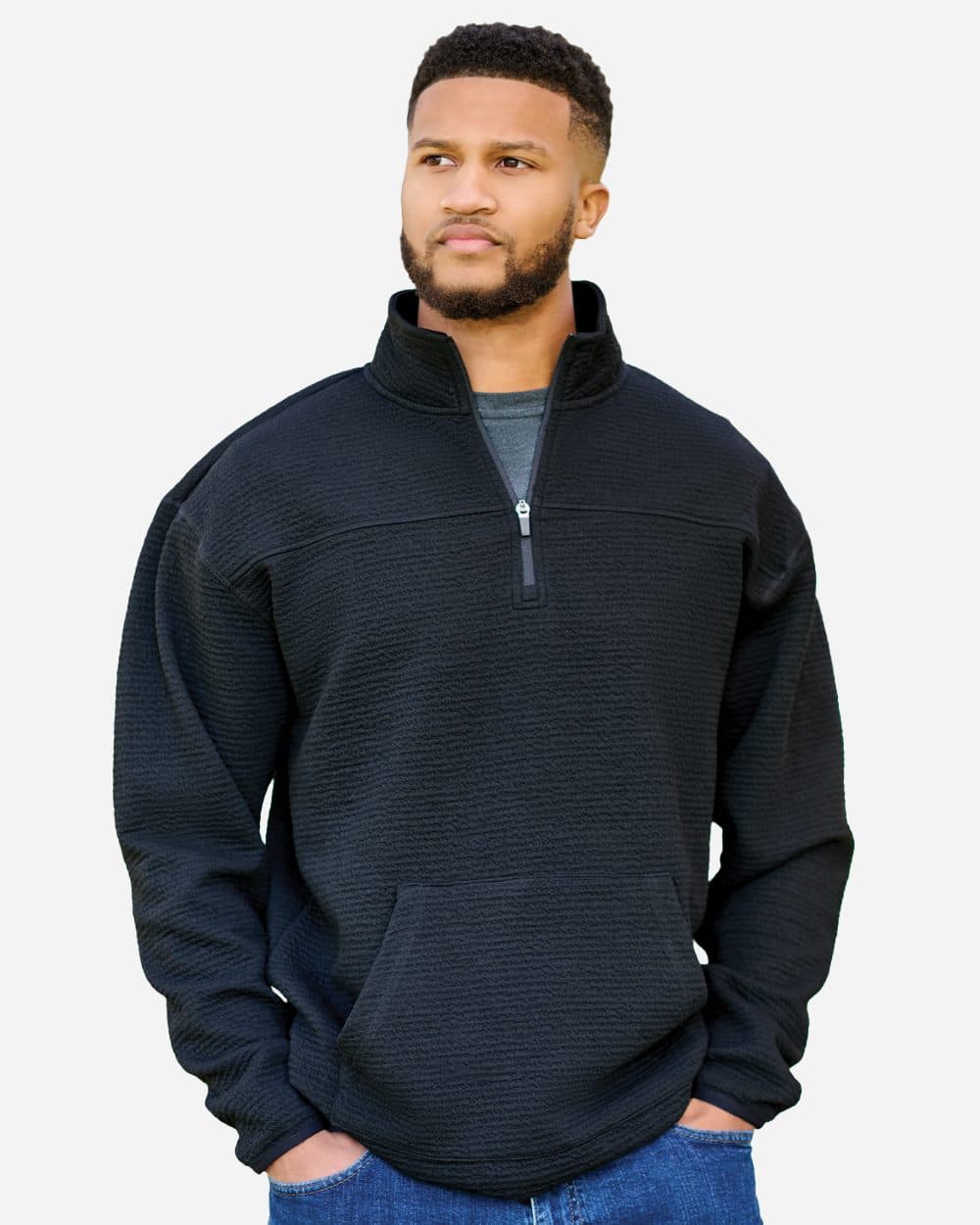 J. America Unisex Pebble Fleece Quarter-Zip Pullover - Image 1