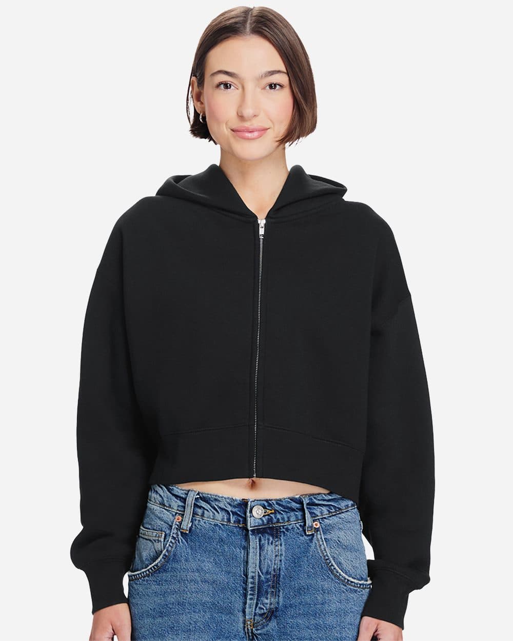 Lane Seven Women's Relaxed Cropped Full-Zip Hoodie Sweatshirt - Image 1
