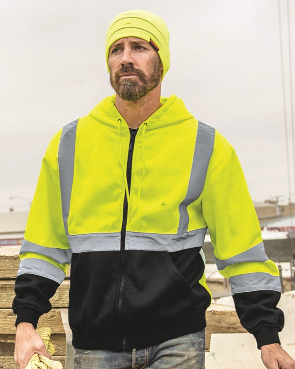 Kishigo Unisex Hi-Vis Full-Zip Hooded Sweatshirt - Image 1