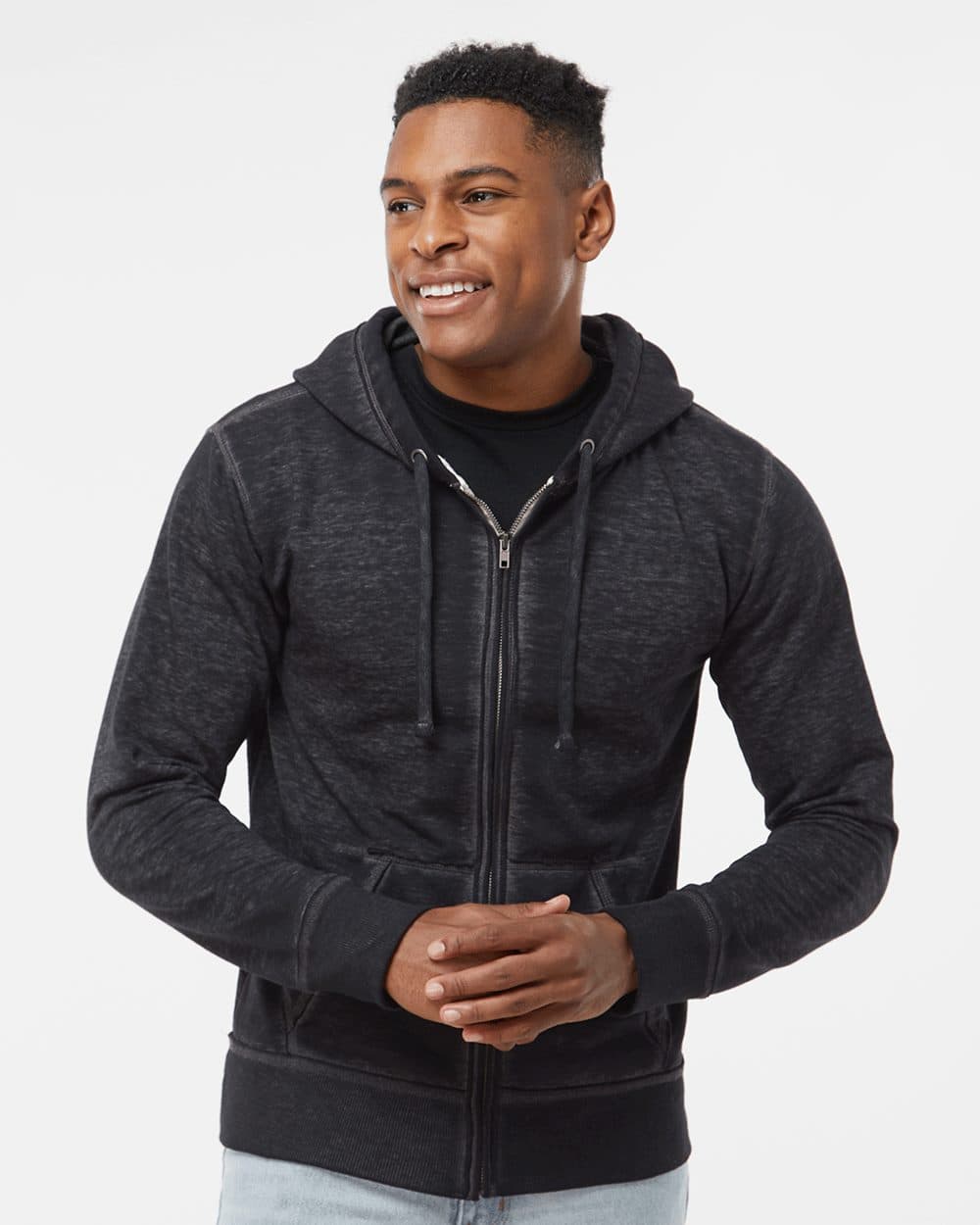 J. America Men's Vintage Zen Fleece Full-Zip Hooded Sweatshirt - Image 1