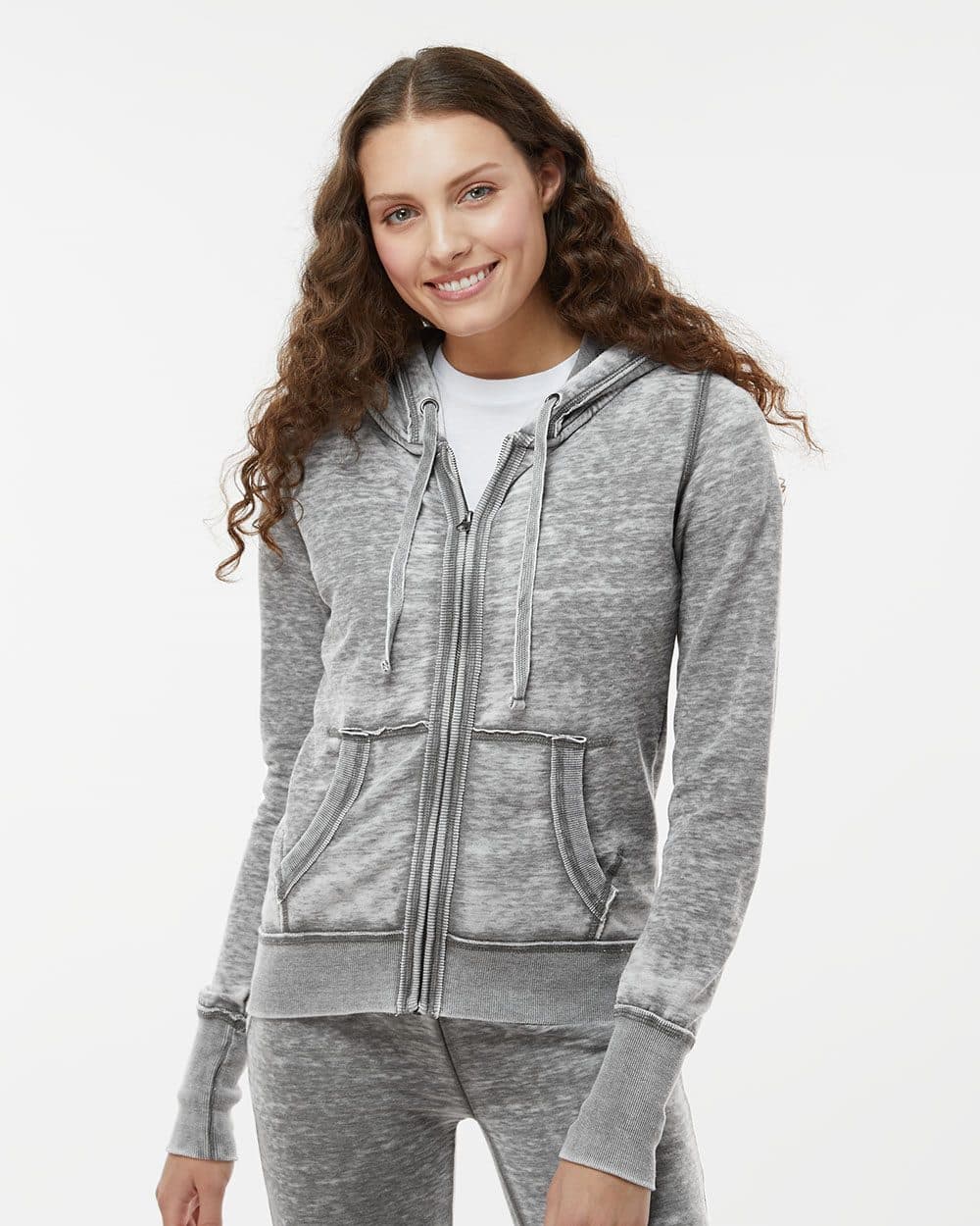 J. America Women's Zen Fleece Full-Zip Hooded Sweatshirt - Image 1