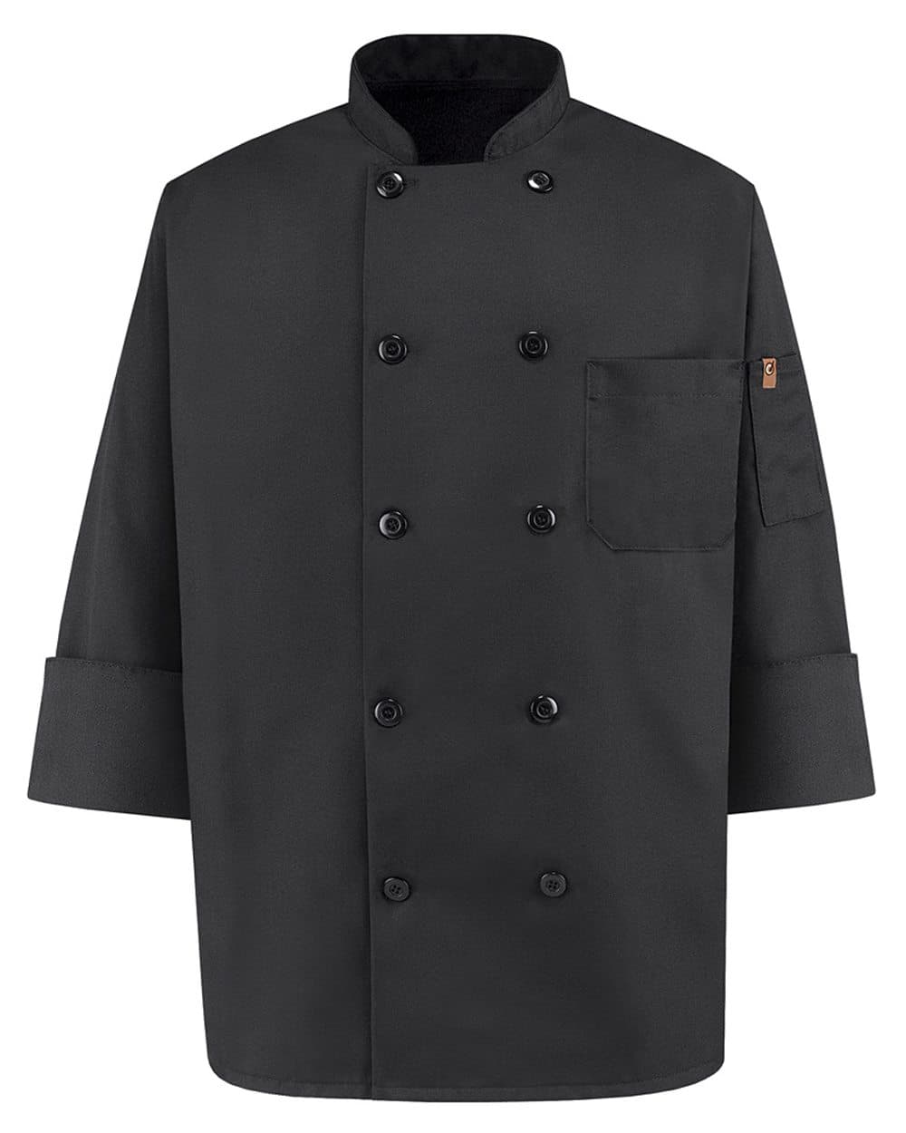 Chef Designs Ten Pearl Button Black Chef Coat - Image 1