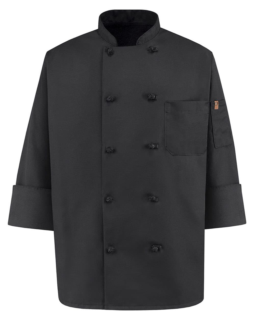 Chef Designs Black Knot Button Chef Coat - Image 1