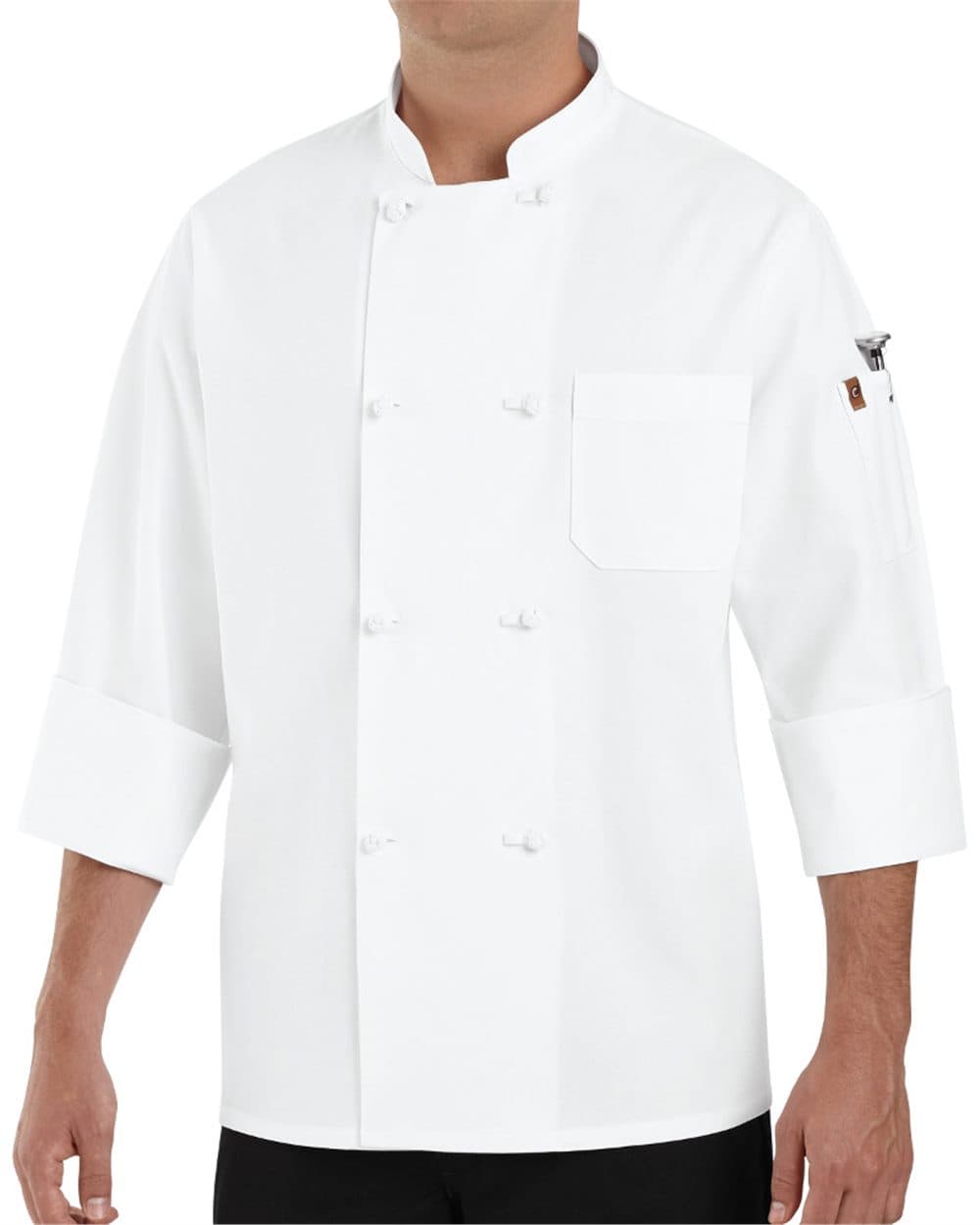Chef Designs Eight Knot Button Chef Coat with Thermometer Pocket - Image 1