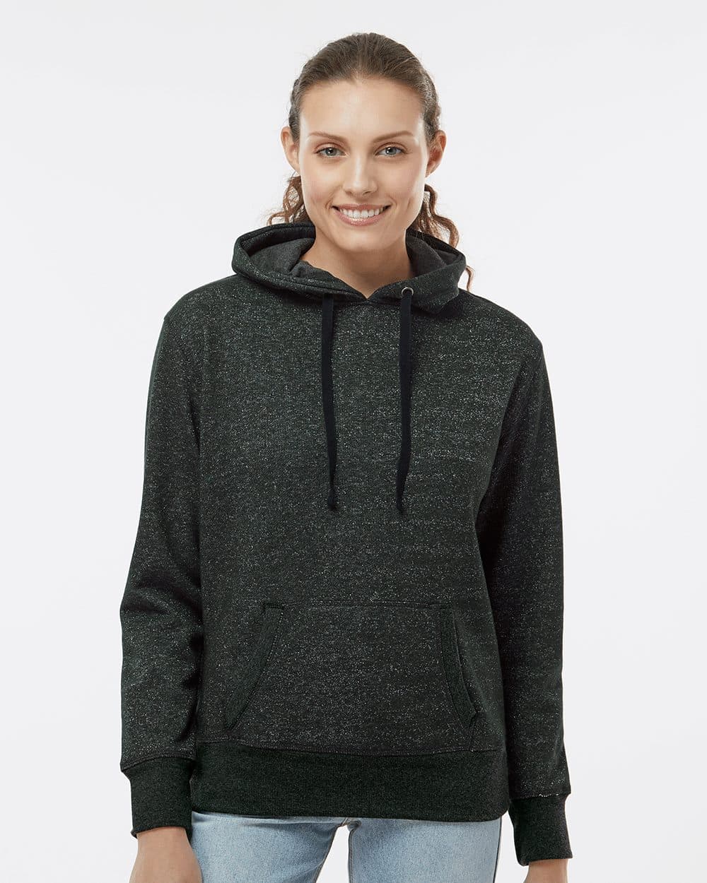 J. America Women’s Glitter French Terry Hooded Sweatshirt - Image 1