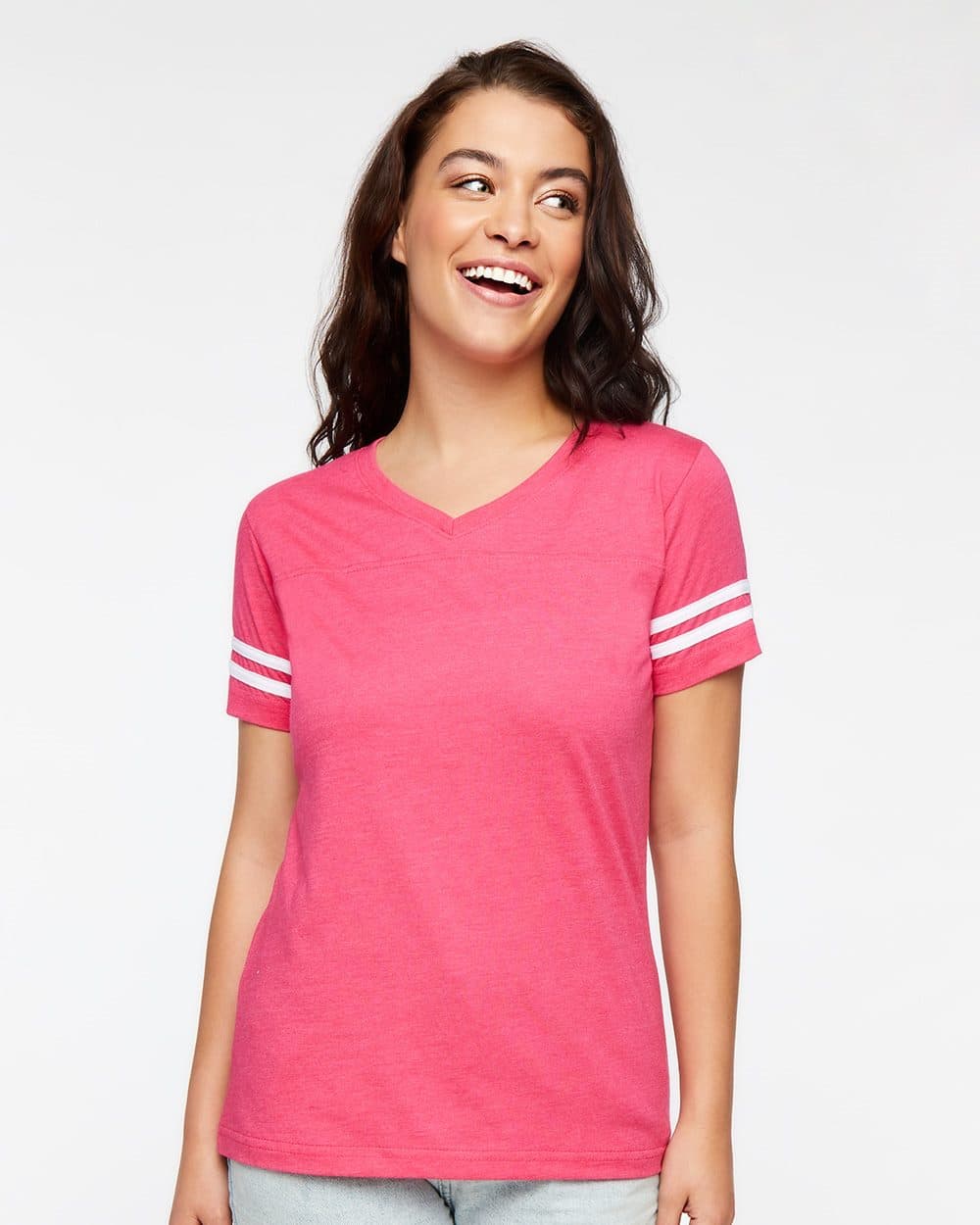 LAT Women's Football V-Neck Fine Jersey Tee - Image 1