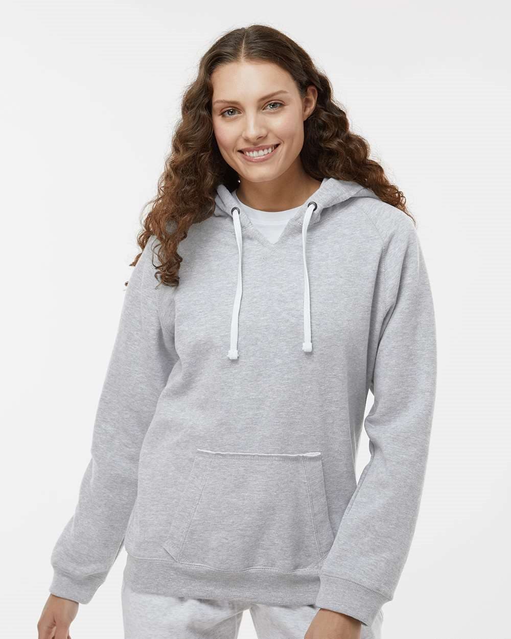 J. America Women's Sueded V-Neck Hooded Sweatshirt - Image 1