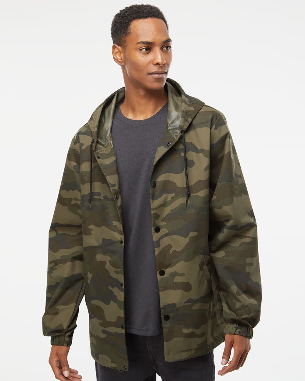 Independent Trading Co. Men's Water-Resistant Hooded Windbreaker - Image 1