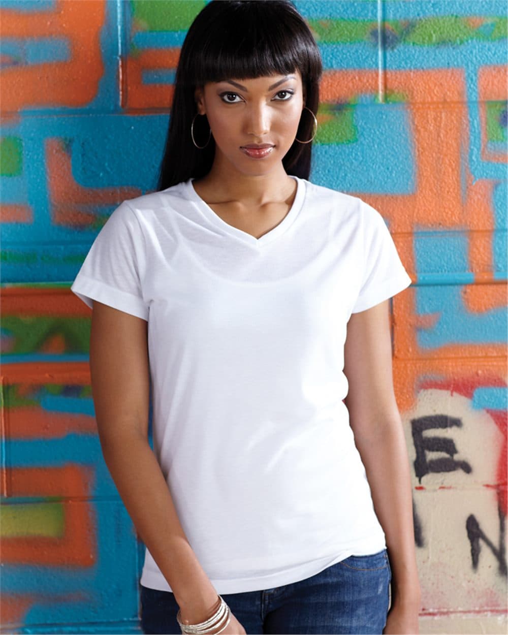 SubliVie Women's Polyester Sublimation V-Neck Tee - Image 1